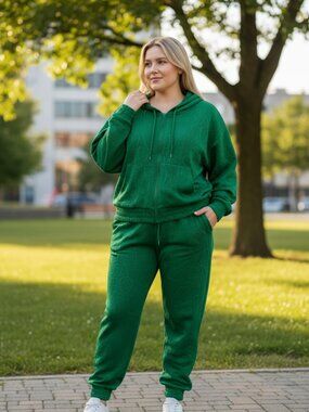 Ashley Stewart Green Embossed Lounge Set Hoodie Joggers size 18 20
